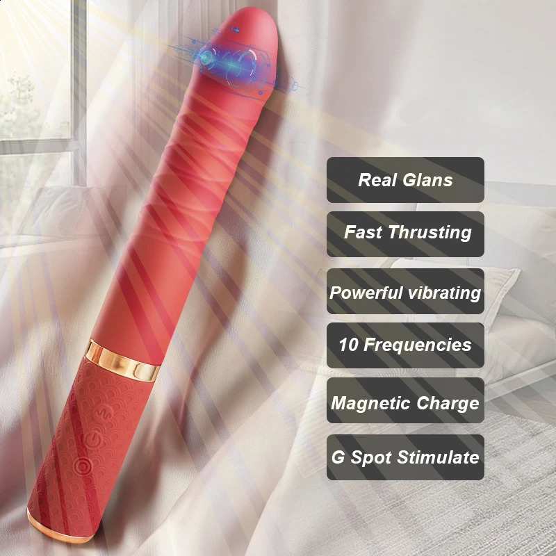 Telescopic G Spot Dildo Vaginal and Clitoral Stimulus Vibrator Female Stick Toy Adult 18 Masturbation Sex Machine 240914
