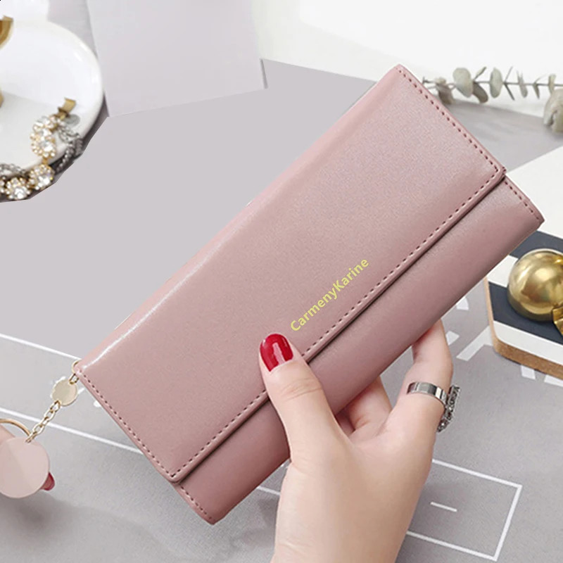 Fashion Women PU Leather Long Wallets Multifunctional Fold Purse Fresh Female Clutch Card Holder 240914