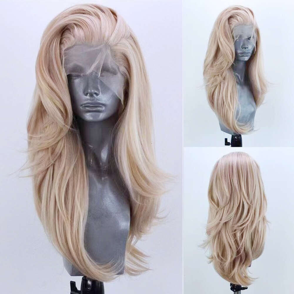AIMEYA Mix Blonde Long Natural Wave Synthetic Hair Heat Resistant Lace Front Wig Loose Curly Daily Use Cosplay Wigs