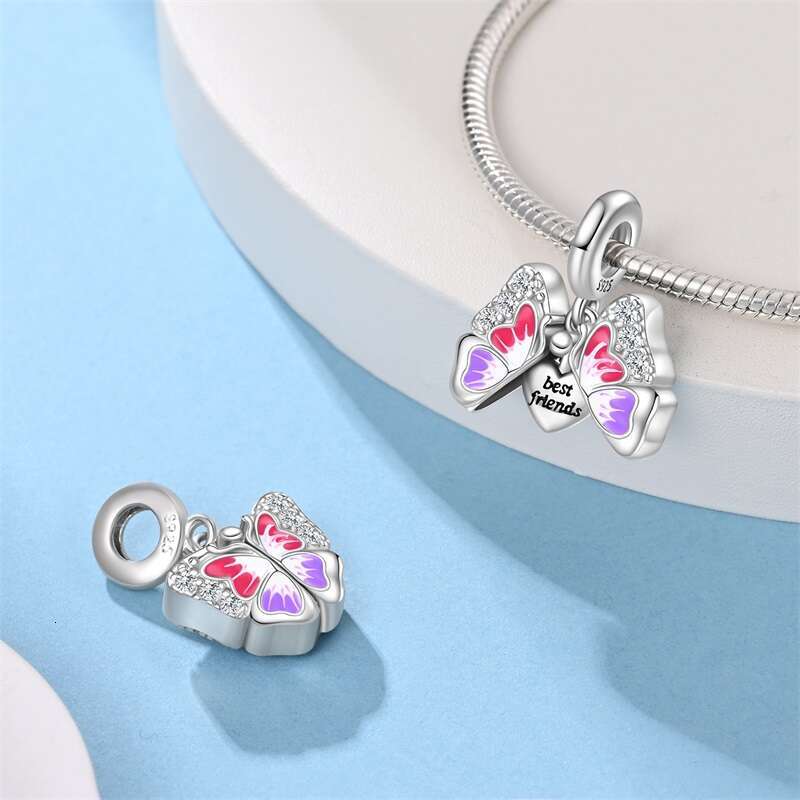 925 Sterling Silver Butterfly Four Leaf Clover Friendship Charms Pendants Fit Original Bracelets DIY Jewelry Gifts