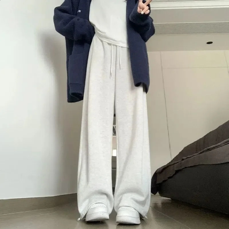 Deeptown basic gray sports pants Korean fashion jogging bag womens casual Harajuku loose wide leg mens summer 240913