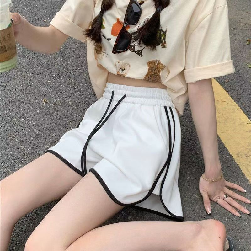 Designer shorts women's casual sweatpants hot pants sweatpants women's summer elastic waist loose wide-leg pants