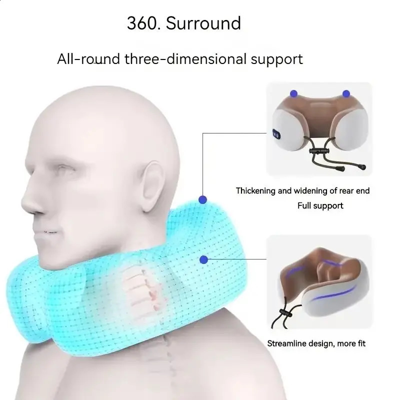 Electric neck massage pillow U-shaped suitable for adjustable heating of the neck used for massage and relaxation durable memory cotton 240919