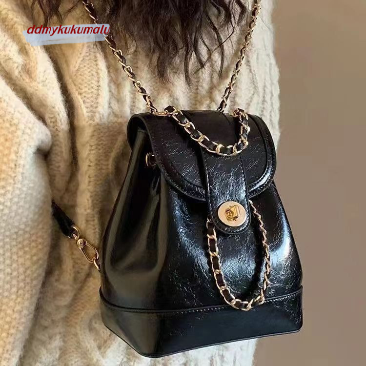 2024 New Style Sier Chain Women's Korean Edition Small Fragrance Backpack Fashionable Crowd Book Bag H7.19#27 ddmykukumalu