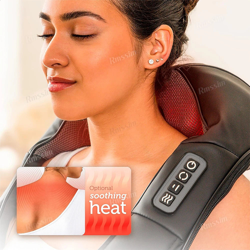 Finger pressure neck and back massager with deep tissue kneading exercise recovery massage machine used for full body electric massage pillow 240914