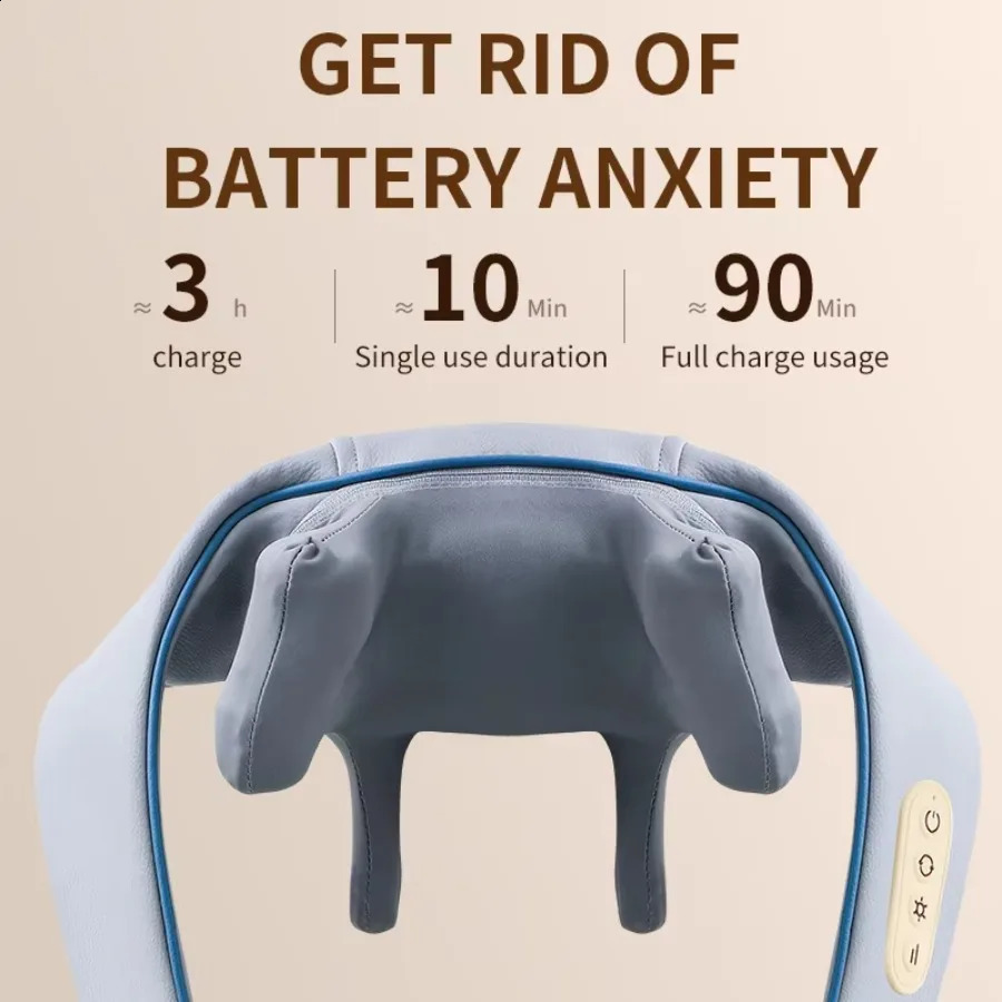 Wireless neck and shoulder kneading massage pillow electric neck and back massager Cervical back relaxation massage shawl 240914