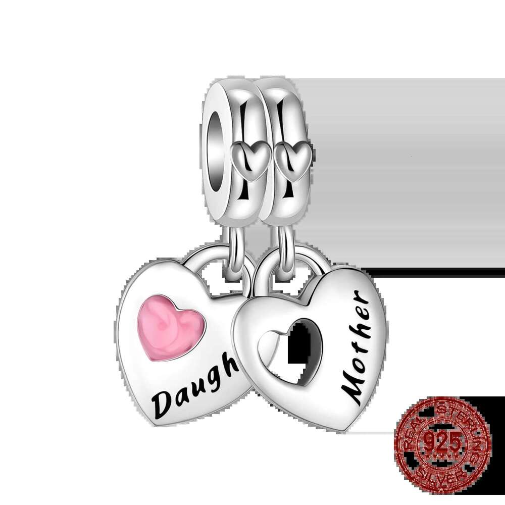 S925 925 Sterling Silver Heart Mom Dangle Dream Catcher Charms Fit Original Bracelet DIY Jewelry for Women Gift Accessories