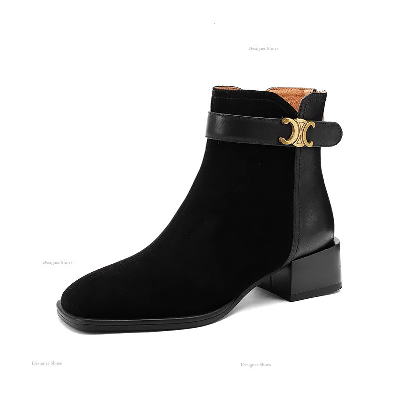 2024 Fashion New Bottom Comfortable Durable Explosive Thick Heel Simple Thin Brown Short Versatile Martin Boots