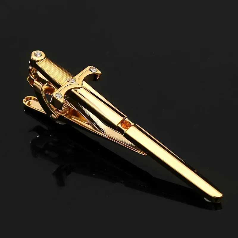 Sword and Tie Clip Personalized Mens Business Banquet Party Formal Dress Shirt Collar Accessories Fashionable and Simple Crystal Tie Clip W240914