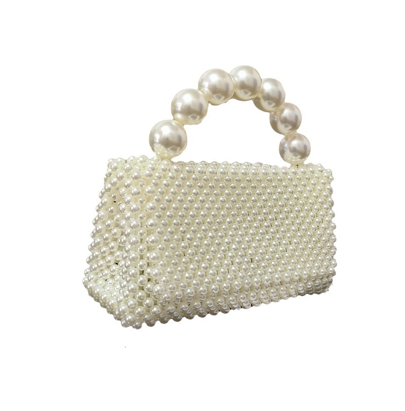 Handmade woven banquet beaded hand-held pearl internet red crossbody bag, female