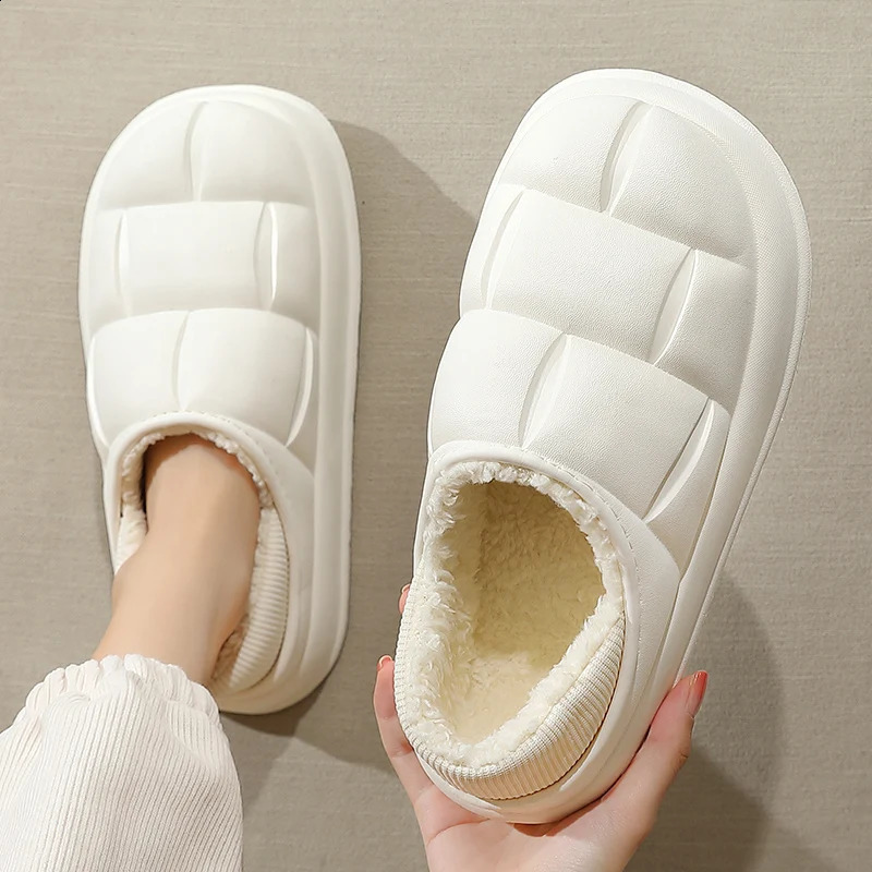 Neutral EVA slippers indoor sandals warm home shoes solid color waterproof soft thick sole fun womens dual-use 240914
