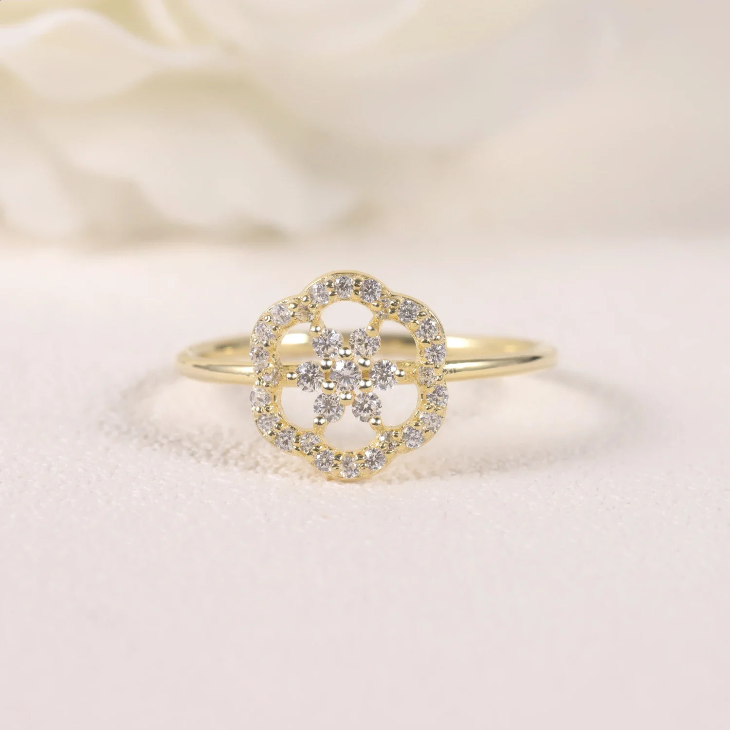 GEMS BALLET 925 Sterling Silver Floral Cluster Ring Unique Minimalist Flower Gold Gift for Her 240906