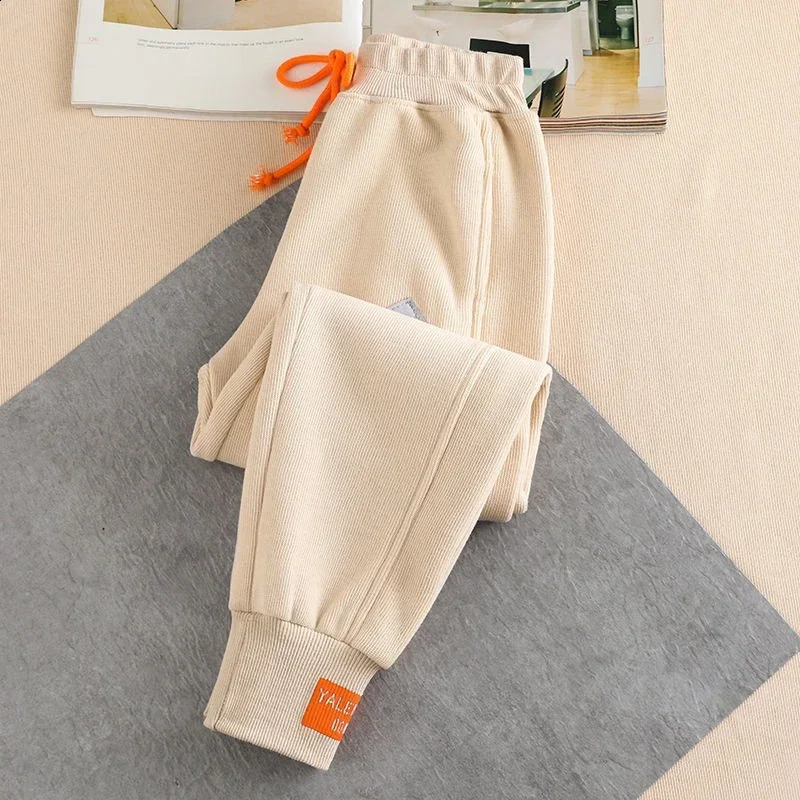 Grey Womens Sports Pants Autumn Winter Backpack Street Black Thick Jogger Clothing Trousers 240913