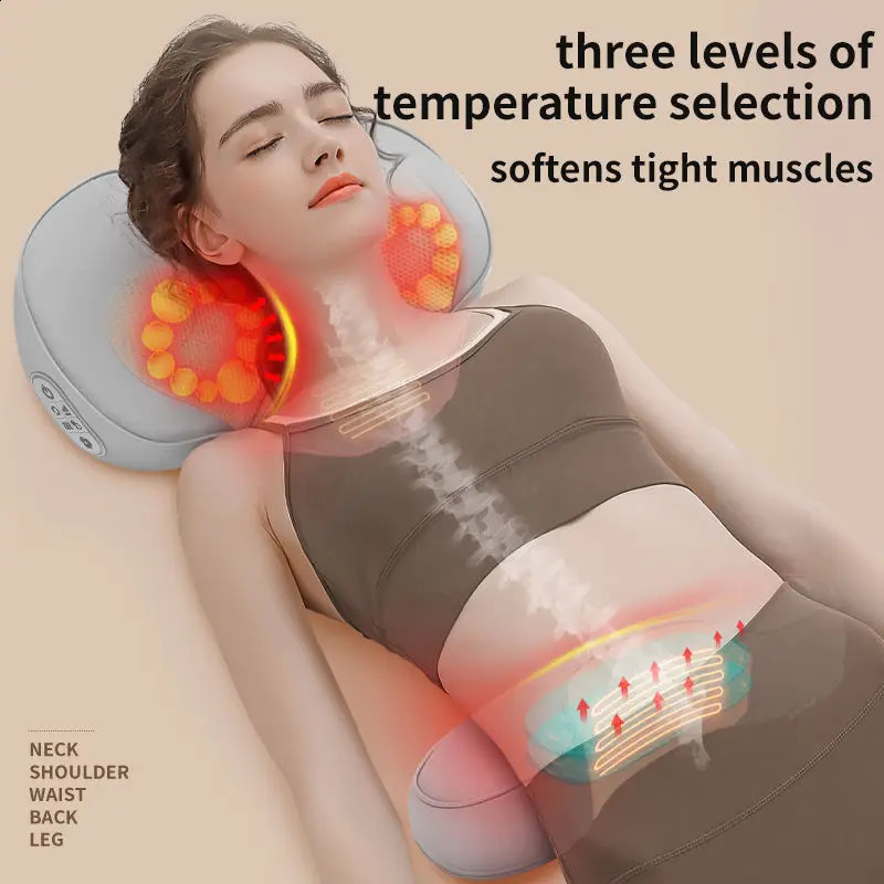 Low noise massage pillow heated massage pad with finger pressure roller for neck and shoulder head and waist massage traction 240914