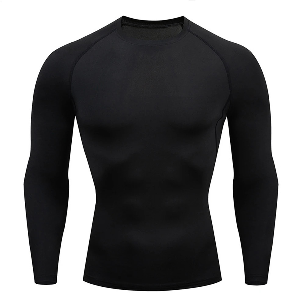 Men Compression Running T-shirt Fitness Tight Long Sleeve Sport Shirts Training Jogging Tops Gym Sportswear Dry Fit Rashgard 240905