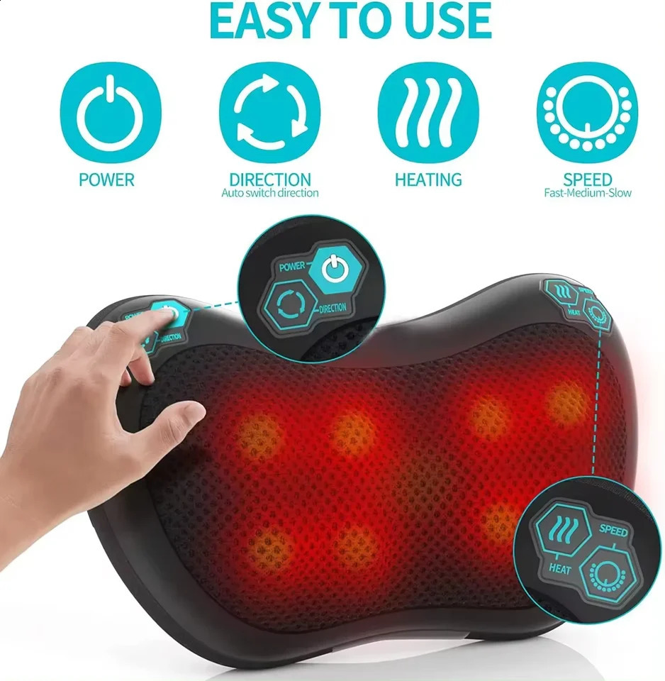 Neck massager pillow waist and shoulder multifunctional electric massager heating kneading and massage pillow 240914