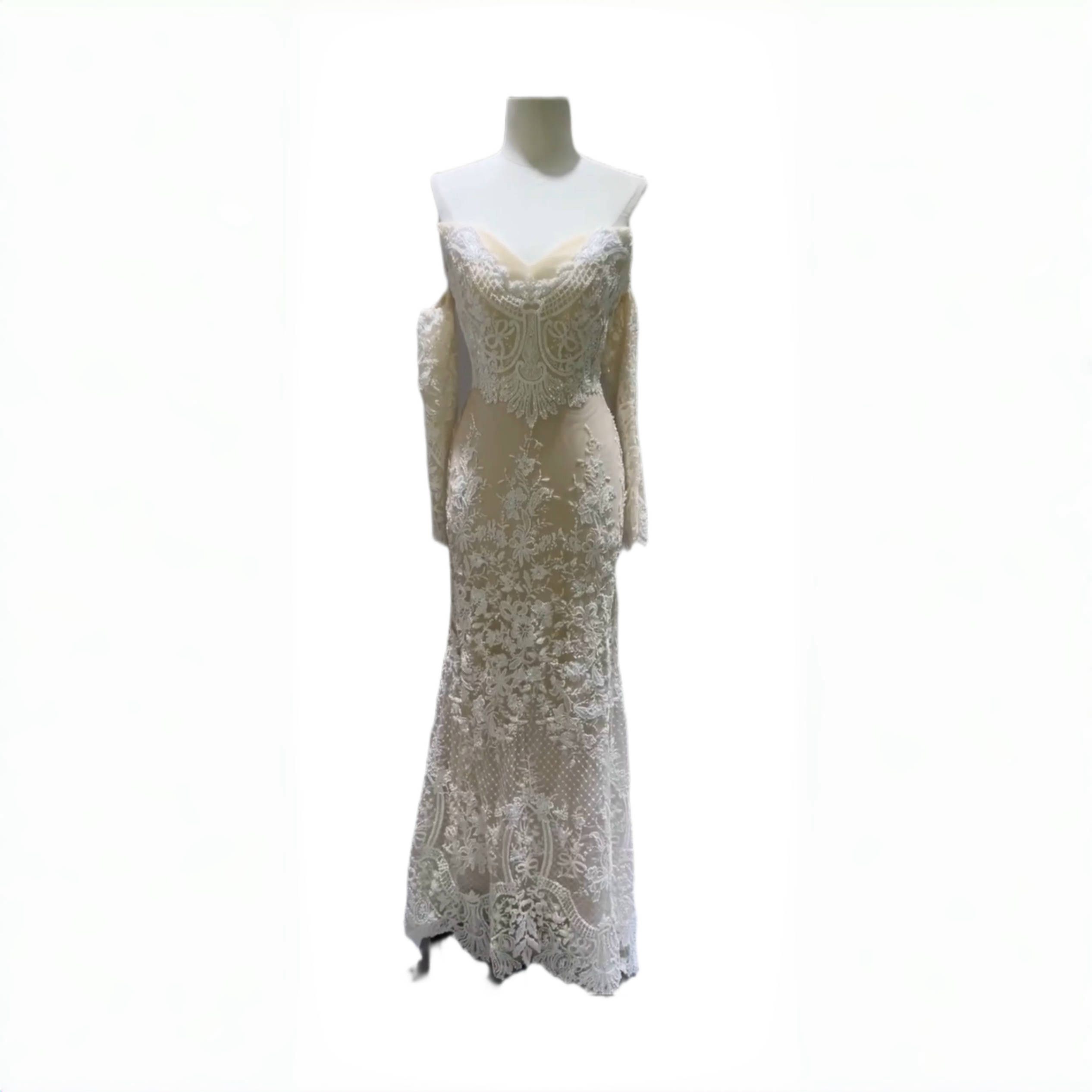 Elegant Multi-Style Bridal Gown - Convertible Strapless to Long Sleeves Mermaid Ensemble for Weddings & Garden Parties