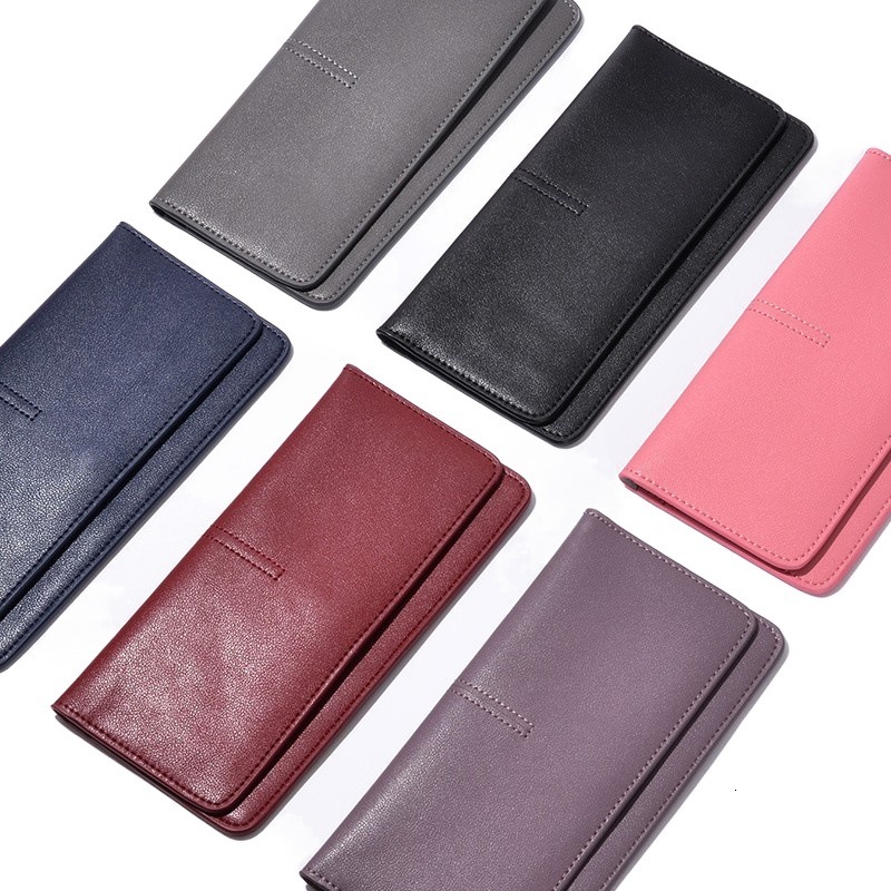 Ins minimalist ultra-thin long women's genuine leather 2024 new style temperament buckle card slot soft cowhide wallet