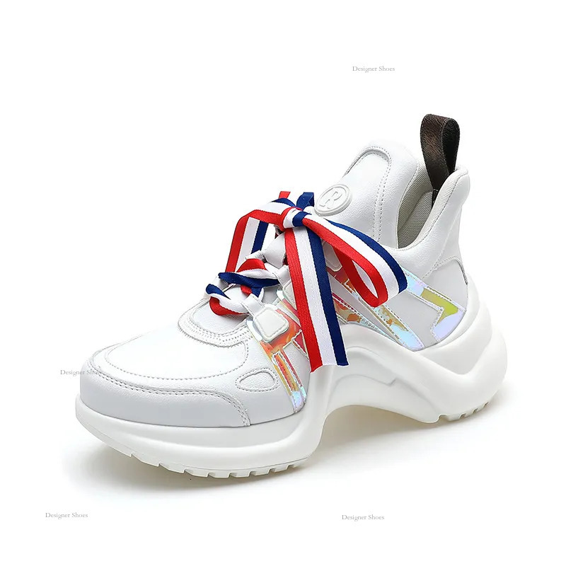 Dad Instagram Bow Trendy Women's 2023 New Popular Thick Sole Height Increasing Sports Slimming Leather Casual Shoes