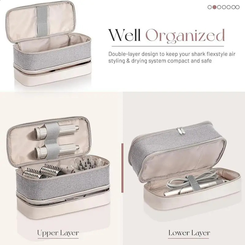 DoubleLayer Hair Bag Dryer Shark Flexstyle Accessories Tools Storage Makeup Travel Case Carrying 240903