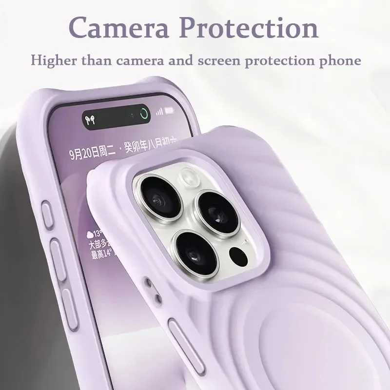 For iphone 16 Pro Max Ripple Liquid Silicon Shockproof Case For iPhone15 14 13 12 Pro Max Wireless Charge Magnetic Cover M240914