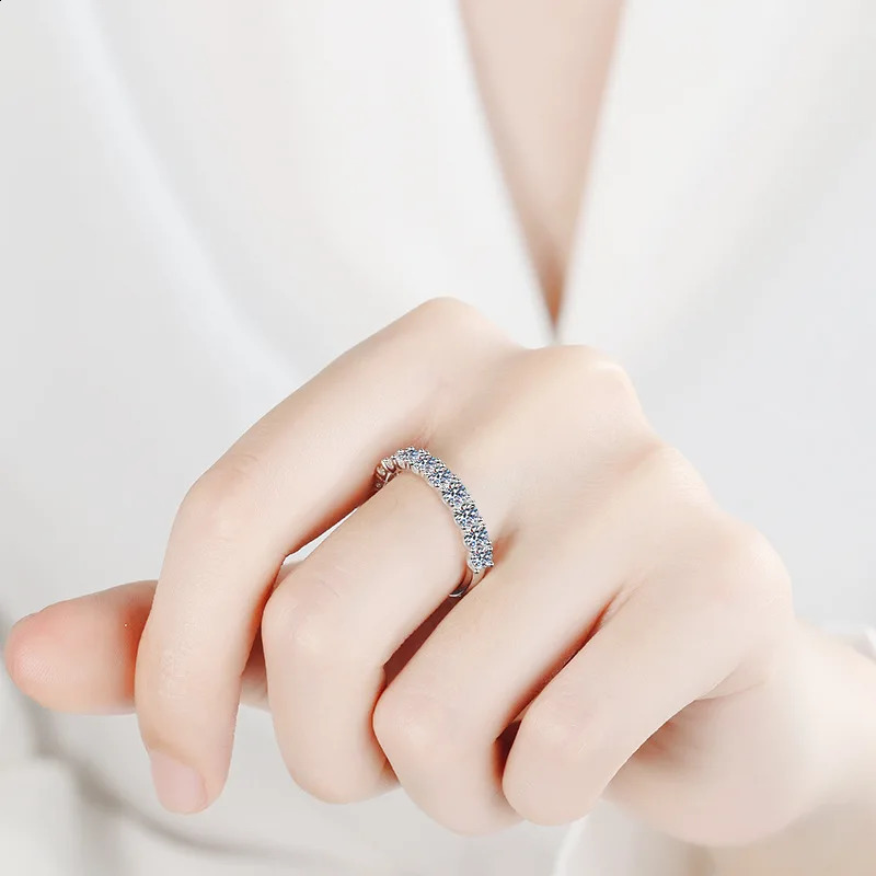 HTOTOH 925 Silver White Gold Bubble Ring for Women Matching Wedding Diamonds Band Engagement 240906