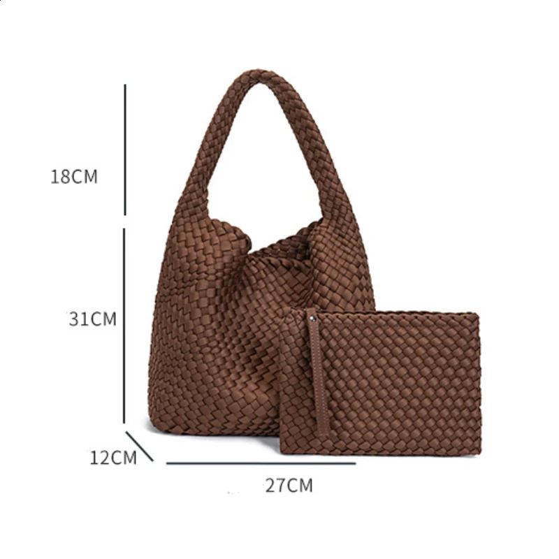 SANGUSTI Handmade Woven Womens Bag Versatile Waterproof Shoulder Large Capacity Buckle Handbag Beach 240913