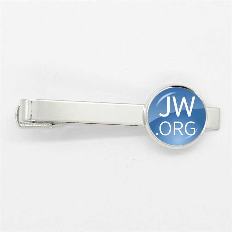 2024 New Steampunk Jehovahs Witness Tie Clip JW. Org high-quality round handmade jewelry glass gemstone clip W240914