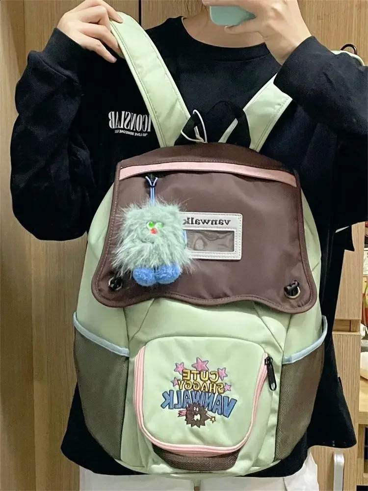 Korean original Preppy Style Contrasting Colors All Match Sweet School Bag high-capacity student backpack 240912