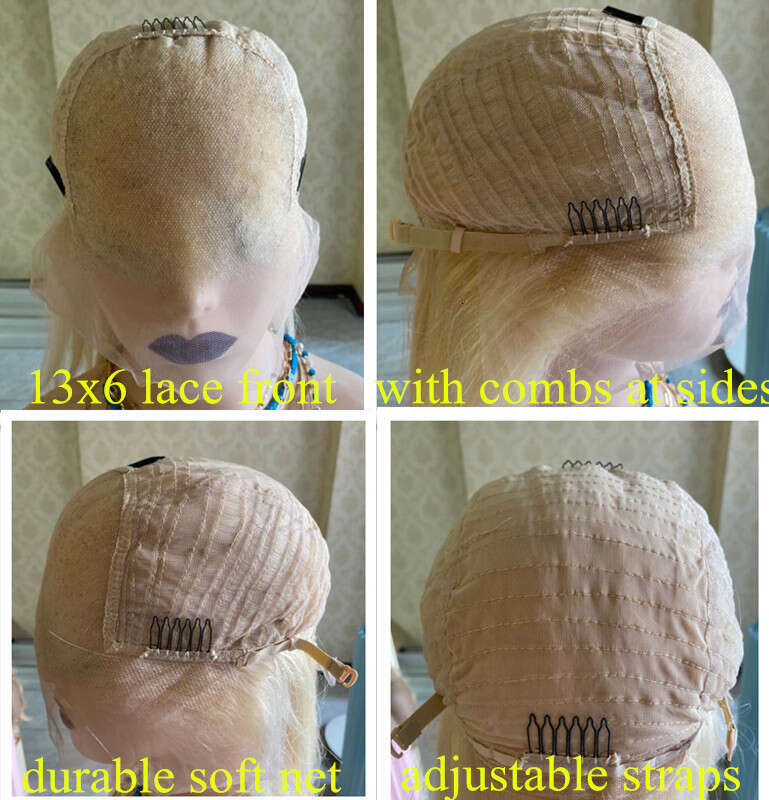 Bright Blonde Lowlights Balayage Wavy 100% Human Hair Full Swiss HD 13X6 Lace Frontal Wigs 200% Glueless