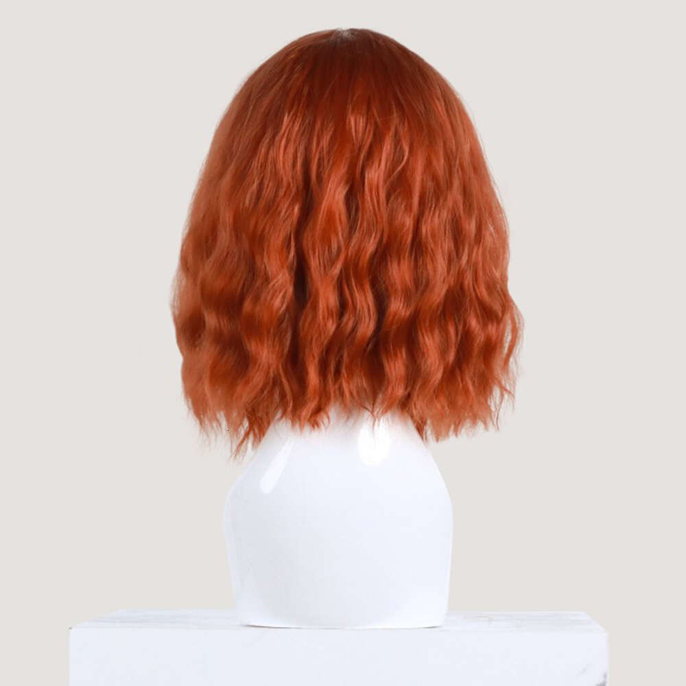 Copper Red Synthetic Front Shoulder Length Natural Wave Lace Frontal Wig Heat Resistant 10% Human Hair Mixed