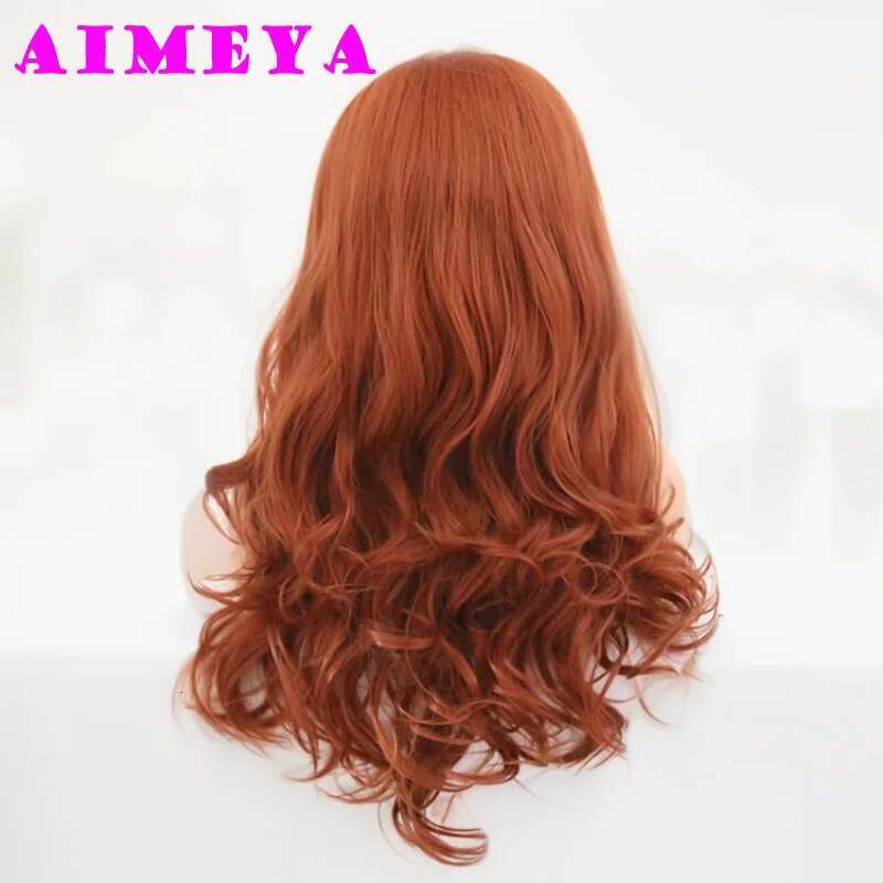 AIMEYA Synthetic Long Body Wave Wigs For Women Copper Red Lace Front Wig Daily Use Cosplay Party Heat Resistant Hair