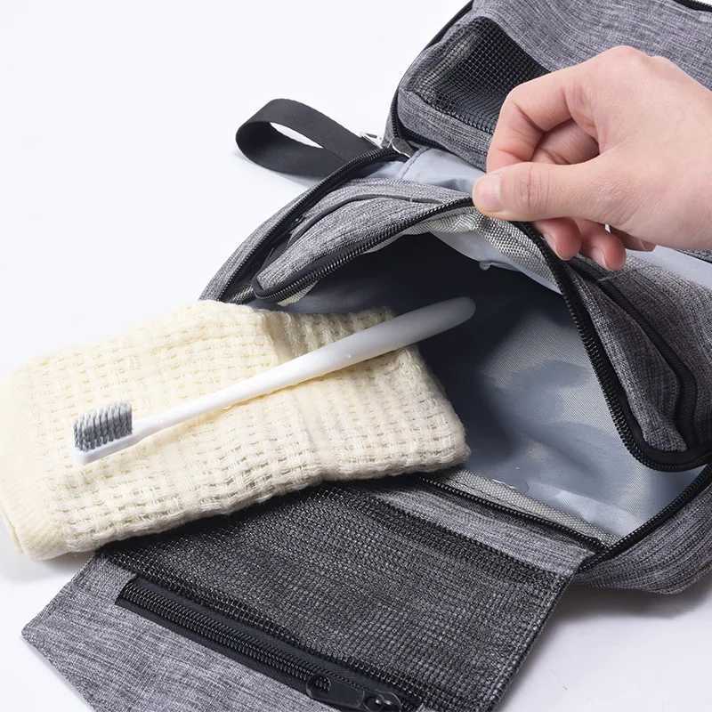 Mens Travel Bathroom Hanging Toiletry Bag Canvas Dopp Kit Necessaries Bag Shaving Shower Women Beauty Cosmetic Makeup Organizer Z240914