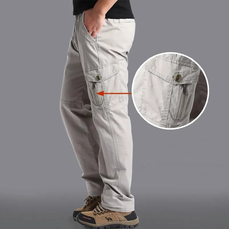 High Quality Cotton Mens Cargo Pants Casual Loose Multi Pocket Military Pants Long Trousers for Male Joggers Size 5XL 6XL 240911