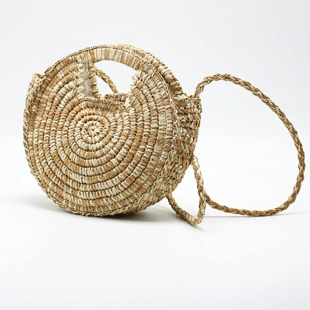 Summer round straw bag small womens ner handbag Bohemian shoulder cross body travel beach 240913