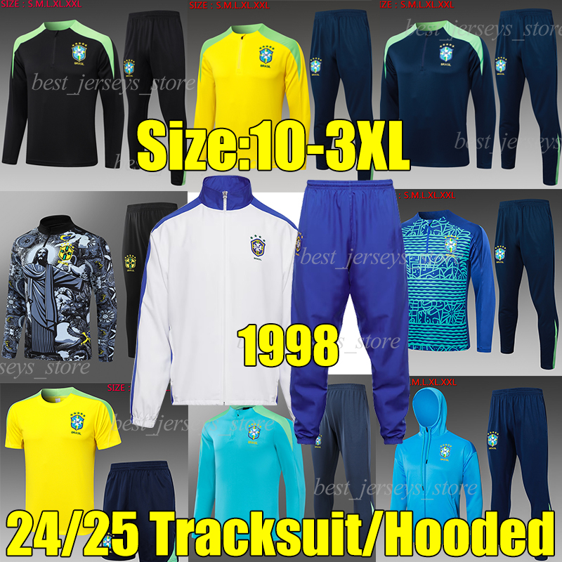 XXXL 2024 BRASIL soccer set football tracksuits Survetement 1998 track jacket RODRYGO VINI JR RAPHINHA MARTINELLI Jogging Hoodies training bRaZils adult kids