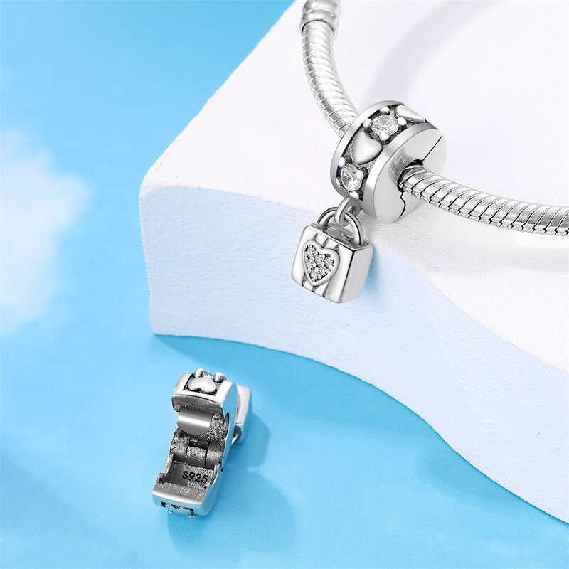925 Sterling Silver Eternal Love Crown Lock key Charms Beads Fit Original Bracelets DIY Jewelry Valentine's Day Gift
