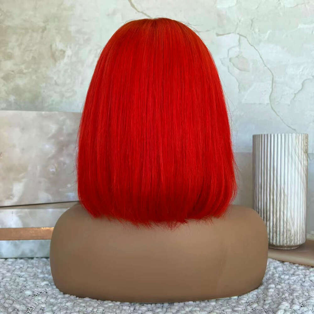 Hot Red Bob Wigs For Women Girls Heat Resistant Natural Straight Short Lace Front Synthetic Hair Daily Wear BOB Wig
