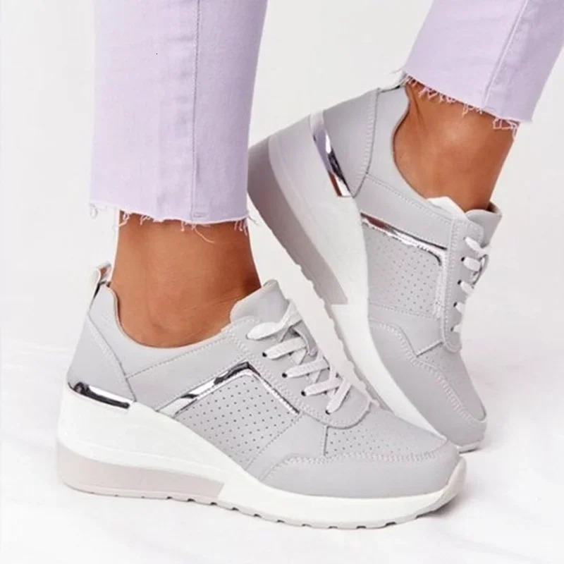 2024 New Women Chunky Solid Color Platform Thick Bottom Zipper Women's Vulcanized Shoes Sneakers atos De Mujer