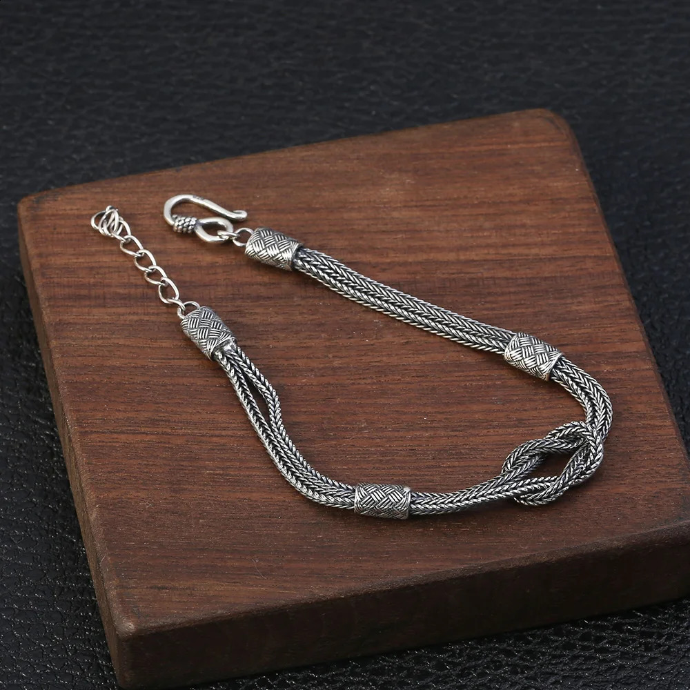 Woven knot bracelet handmade Viking jewelry truly pure 925 sterling silver for men and women ww 240919