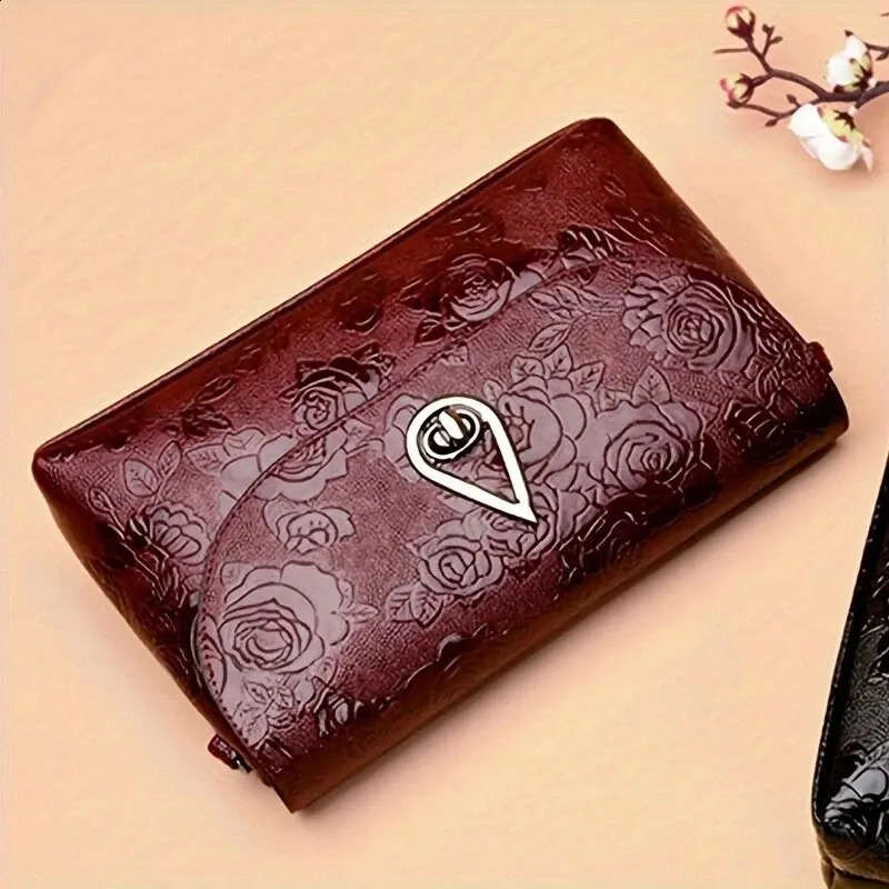 Lady Evening Party Clutch Rose Flower Embossed Sling Bags Elegant Mother Shoulder Purse Flap Crossbody Bag 240914