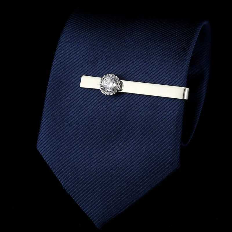 Mens high-end round zircon tie clip fashionable wedding dress necklace accessories jewelry luxury rhinestone tie clip mens gift W240914