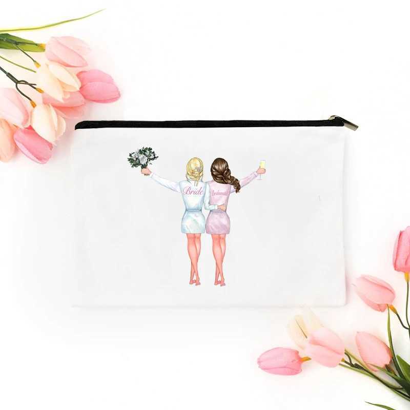 Bride To Be Bridesmaid Maid of Honor Wedding Bachelorette Party Bridal Shower Survival Kit Cosmetic Makeup Travel Bag Gift Z240914