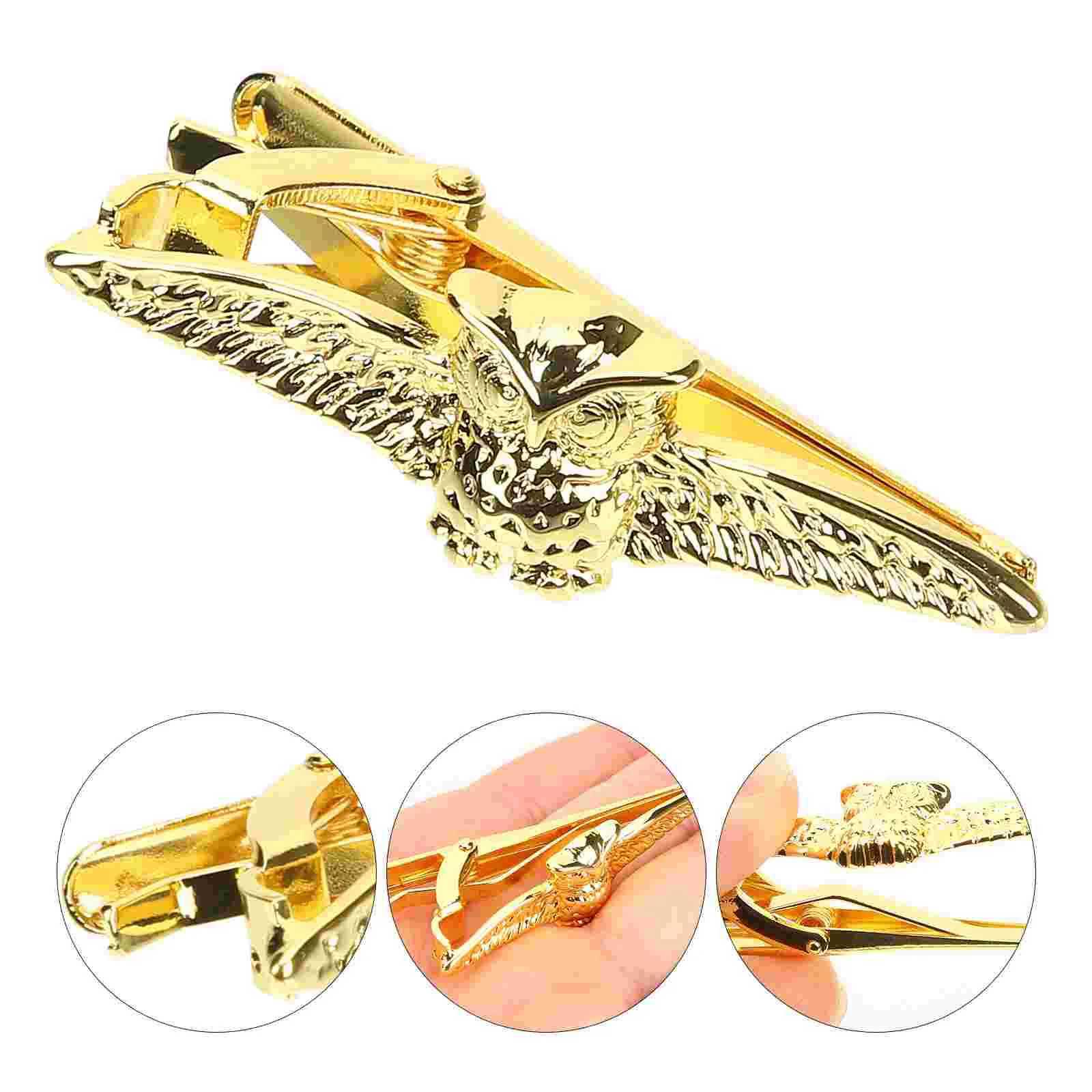 Tie clip collar durable mens bar gold business suit decoration gold wedding dress alloy owl regular W240914