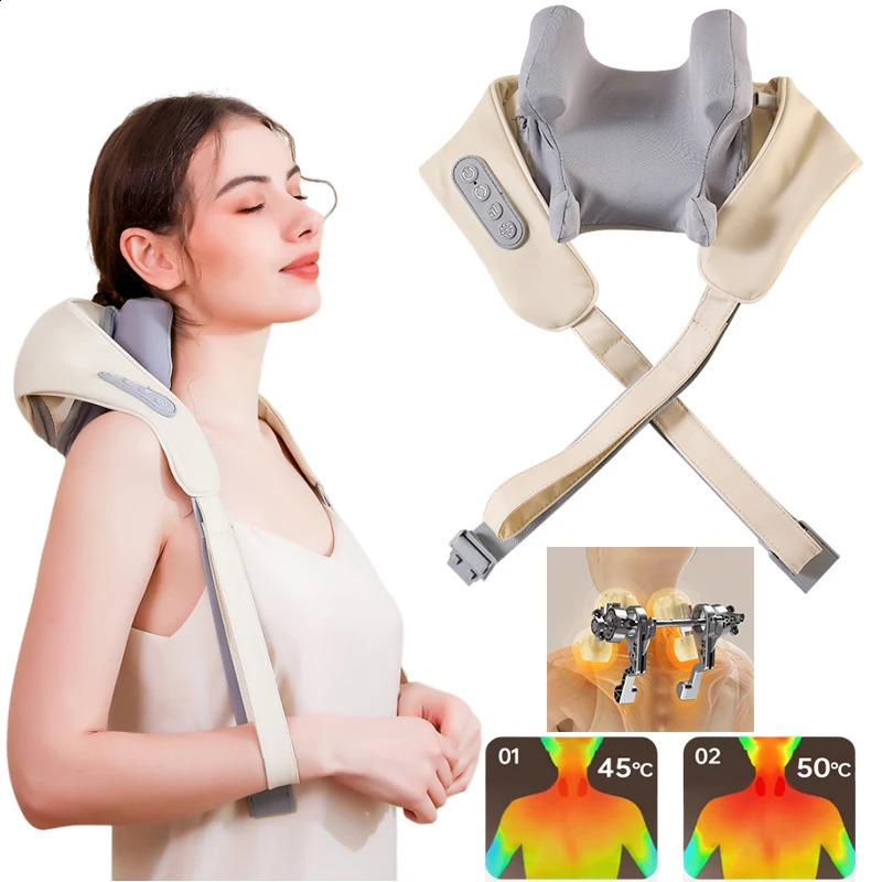 Neck and Shoulder Massager Wireless Electric Compression Kneading Multi functional Back Massager Shoulder Massage 240914