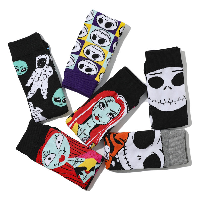 Crazy Funky Men Women Halloween Party Socks with Funny Design Mens Spooky Gifts Colorful Crew Dress Socks Wholesale