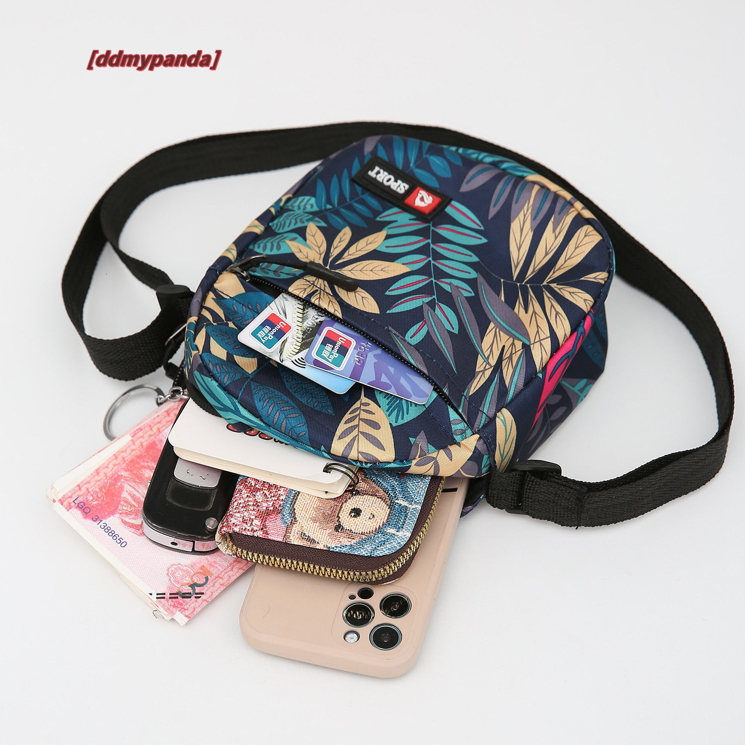 One shoulder versatile mini casual Oxford women's mobile wallet, printed nylon cloth bag, crossbody bag #5 ddmypanda