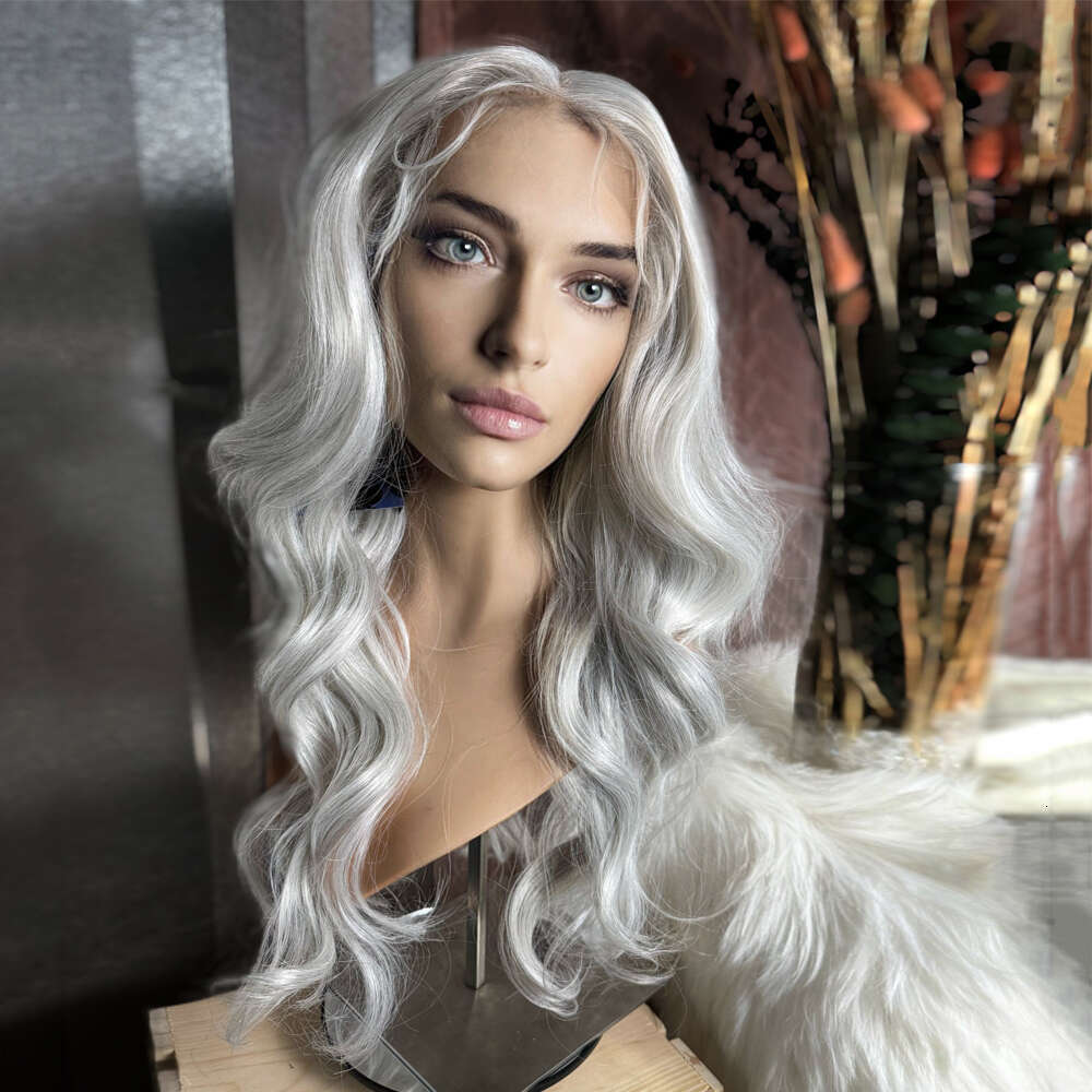 Sier Blonde Loose Curl Hand Tied Lace Front Heat Resistant Synthetic Wig Natural Haire Daily Use For Women
