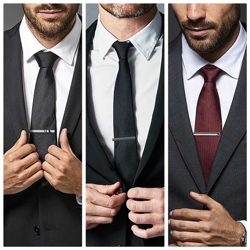 Mens short pin tie clip wedding guest gift with box tie clip mens shirt black mens cufflinks fashion jewelry W240914
