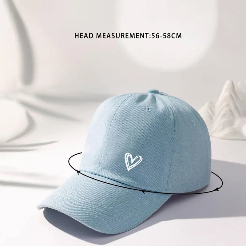Couple Love Heart Print Baseball Cap Solid Color Cotton ed Hat Korean Women Men Adjustable Sun Visors Prin 240906